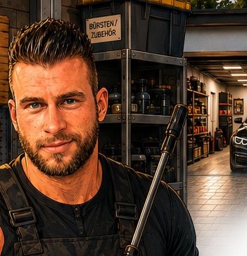 Mark in seiner Werkstatt – Mark's Clean & Care Service